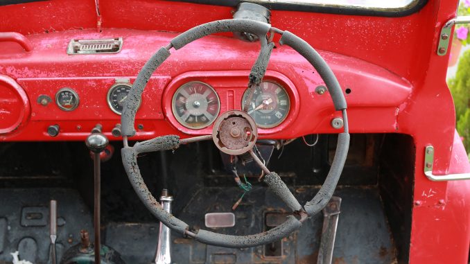red car steering wheel