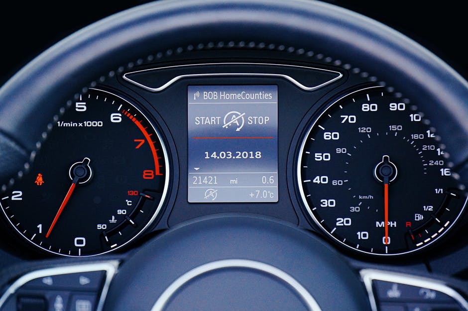 Car Dashboard Showing Mileage